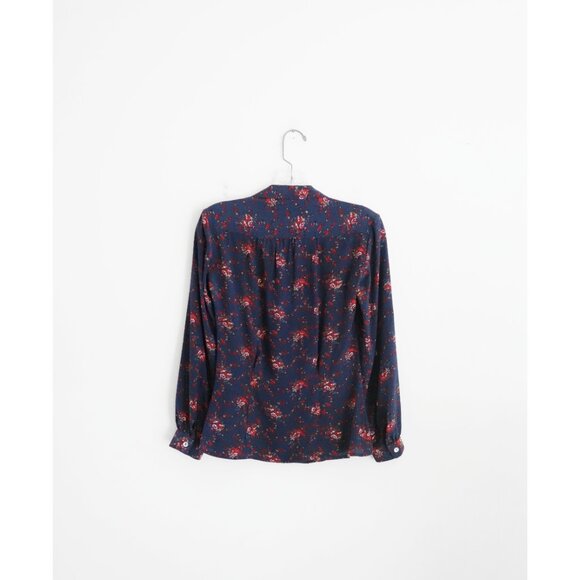 Vtg 80s Carole Little Saint Tropez West Indigo Floral Silk Top + Skirt Set XS - Picture 3 of 9